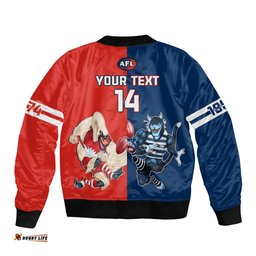 Personalised Swans And Cats Football Bomber Jacket Sydney Mix Geelong Sporty Version