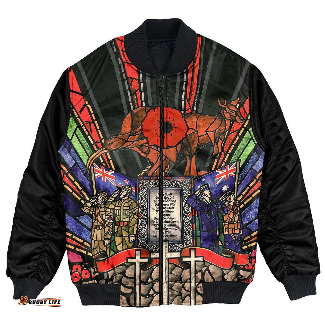 Anzac Day Lest We Forget Australia & New Zealand Bomber Jacket