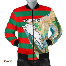Custom Personalised Rabbitohs Men's Bomber Jacket Aboriginal Sport Style