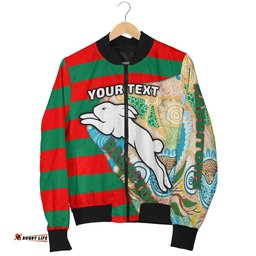 Custom Personalised Rabbitohs Men's Bomber Jacket Aboriginal Sport Style