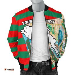 Custom Personalised Rabbitohs Men's Bomber Jacket Aboriginal Sport Style