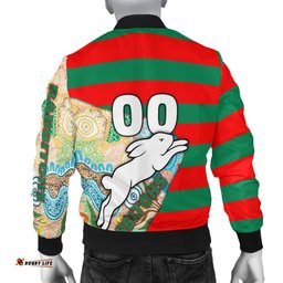 Custom Personalised Rabbitohs Men's Bomber Jacket Aboriginal Sport Style