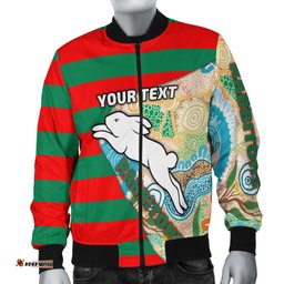 Custom Personalised Rabbitohs Men's Bomber Jacket Aboriginal Sport Style