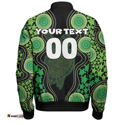 Amazing Aussie Australia Aboriginal Art Green Turtle Inspired Bomber Jacket