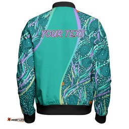 Amazing Aussie Australia Aboriginal Custom Turquoise Dot Dreamtime Bomber Jacket