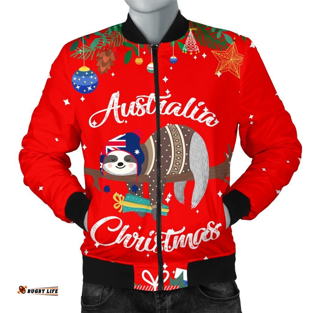 Australia Christmas Men's Bomber Jacket Red - Merry Christmas