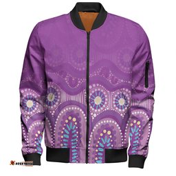Amazing Aussie Australia Aboriginal Custom Purple Aboriginal Dot Bomber Jacket