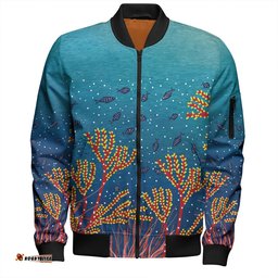 Amazing Aussie Australia Aboriginal Underwater Aboriginal Art Inspired Bomber Jacket