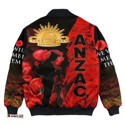 Anzac Day Soldier Silhouette Remembrance Bomber Jacket