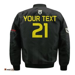 Custom Personalised Macarthur Soccer Bomber Jacket Bulls Black and Gold