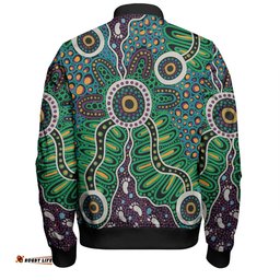 Amazing Aussie Australia Aboriginal A Dot Painting In The Style Of Indigenous Australian Art Bomber Jacket