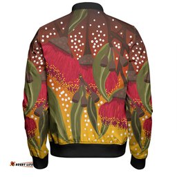 Amazing Aussie Australia Aboriginal Red Eucalyptus Aboriginal Dot Art Bomber Jacket