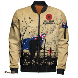 Amazing Aussie Australia Anzac Day Brothers In Arms Gallipoli Remembrance Bomber Jacket