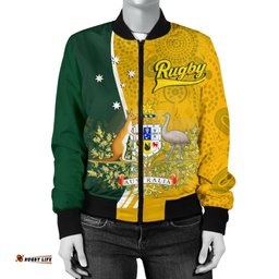 Women's Bomber Jacket - Australia Coat Of Arm In Rugby Style