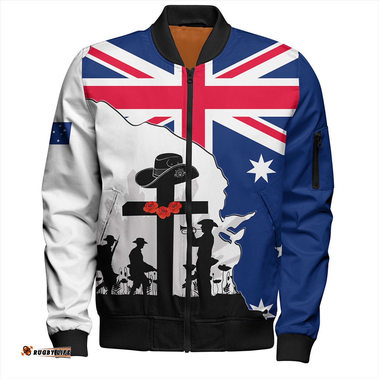 Amazing Aussie Australia Anzac Day Anzac Day With Map And Flag Australia Bomber Jacket