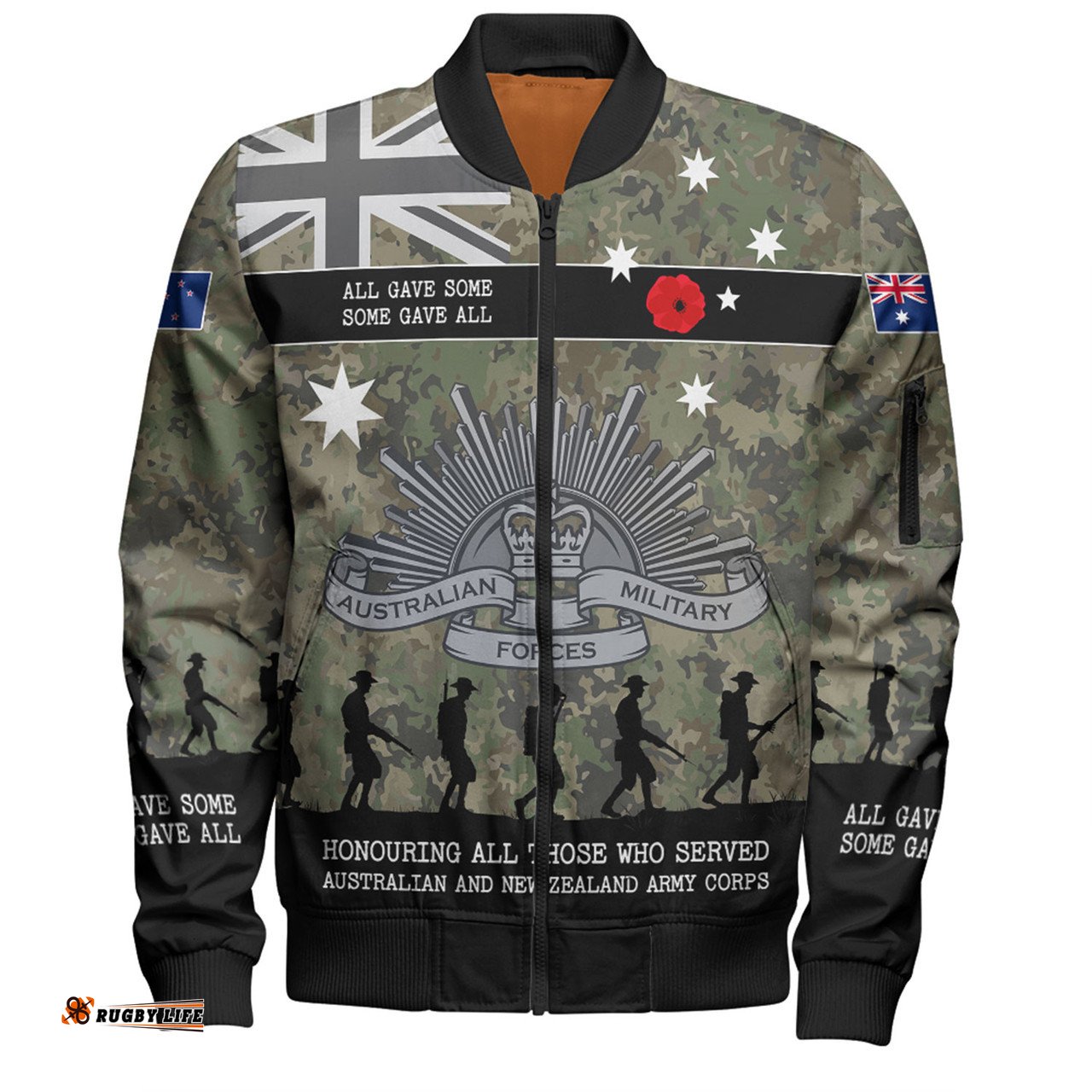 Amazing Aussie Australia Anzac Day Australia and New Zealand Warriors All gave some Some Gave All Bomber Jacket