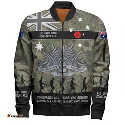 Amazing Aussie Australia Anzac Day Australia and New Zealand Warriors All gave some Some Gave All Bomber Jacket