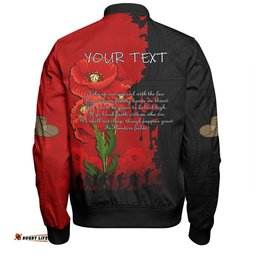 Amazing Aussie Australia Anzac Day Custom Australian And New Zealand Warriorsers In Flanders Fields Poppy Flowers Bomber Jacket