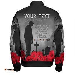Amazing Aussie Australia Anzac Day Custom Remembrance Day Soldier In A Red Poppies Field Bomber Jacket