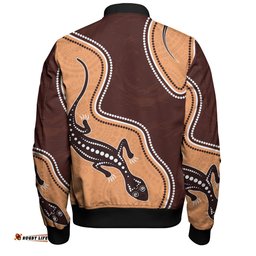 Amazing Aussie Australia Aboriginal Inspired Bomberl Jacket Aboriginal Lizard Art Bomber Jacket