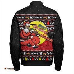 Amazing Aussie Australia Aboriginal Didgeridoo Santa Christmas Bomber Jacket