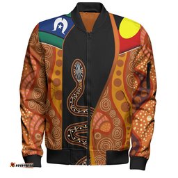 Amazing Aussie Australia Aboriginal Custom Indigenous Rainbow Serpent Inspired Bomber Jacket