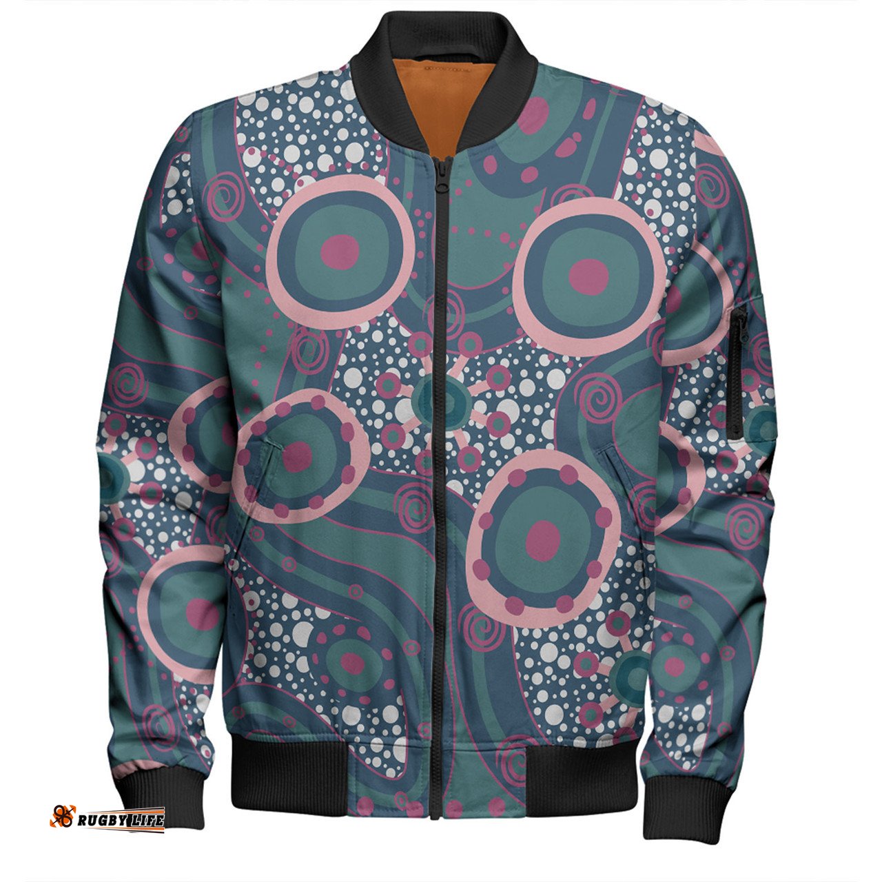 Amazing Aussie Australia Aboriginal Green Aboriginal Dot Art Inspired Bomber Jacket