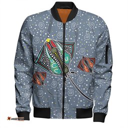 Amazing Aussie Australia Aboriginal Stingray Art In Aboriginal Dot Style Inspired Bomber Jacket