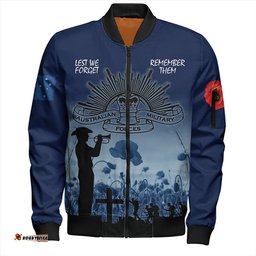Amazing Aussie Australia Anzac Day Lest We Forget Blue Bomber Jacket
