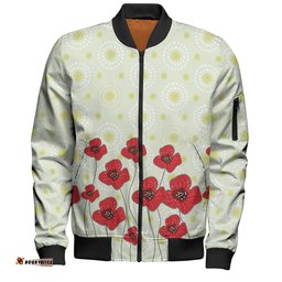 Amazing Aussie Australia Aboriginal Poppy Flowers Background In Aboriginal Dot Art Style Bomber Jacket