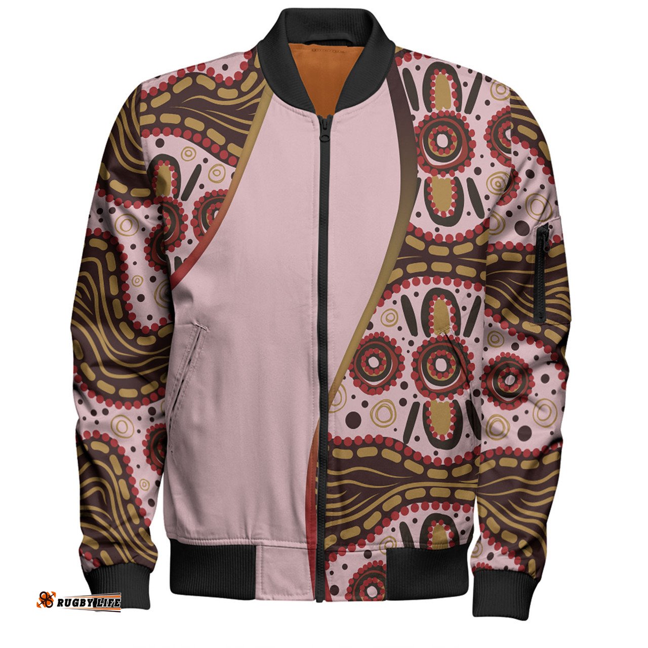 Amazing Aussie Australia Aboriginal Custom Aboriginal Inspired With Pink Background Bomber Jacket
