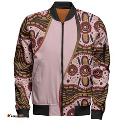 Amazing Aussie Australia Aboriginal Custom Aboriginal Inspired With Pink Background Bomber Jacket