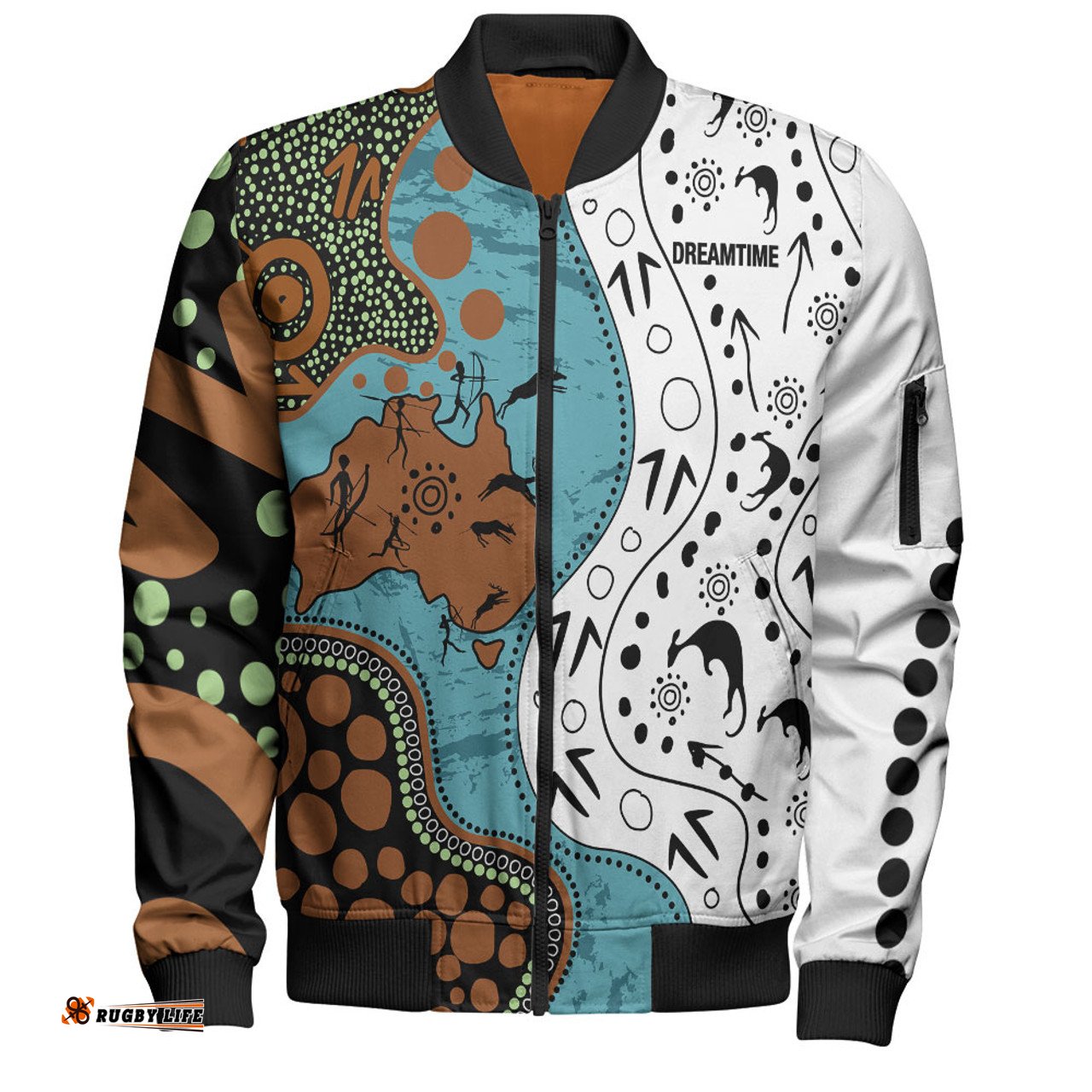 Amazing Aussie Australia Aboriginal Custom Aussie Indigenous Hunting Season With Kangaroo Dot Art Bomber Jacket