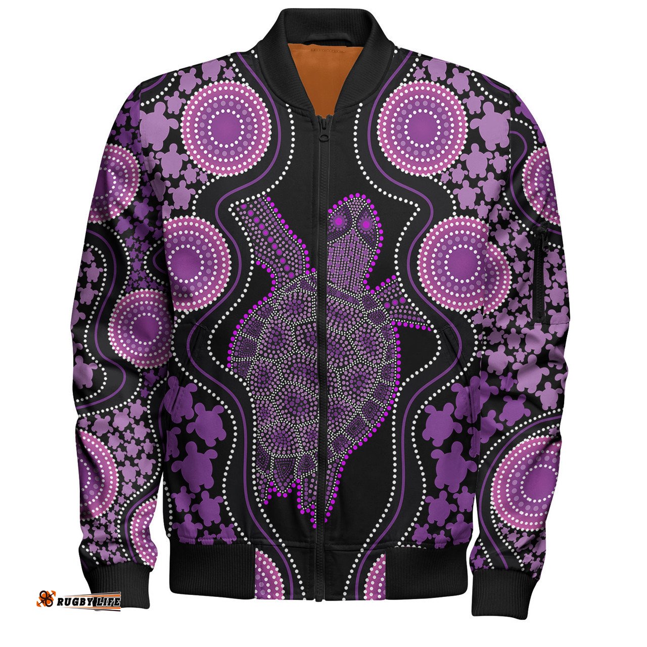Amazing Aussie Australia Aboriginal Art Purple Turtle Inspired Bomber Jacket
