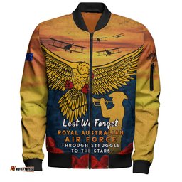 Amazing Aussie Australia Anzac Day Lest We Forget Royal Australian Air Force Bomber Jacket
