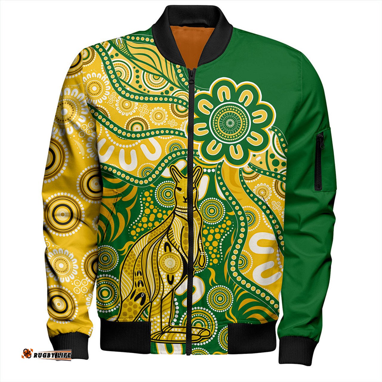 Amazing Aussie Australia Aboriginal Dot Design Kangaroo Bomber Jacket