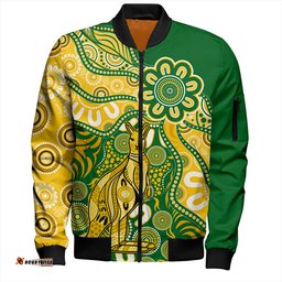 Amazing Aussie Australia Aboriginal Dot Design Kangaroo Bomber Jacket