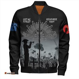 Amazing Aussie Australia Anzac Day Lest We Forget Black Bomber Jacket
