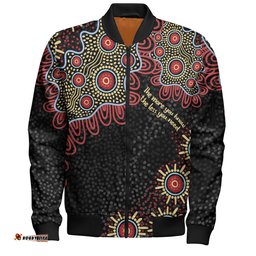 Amazing Aussie Australia Aboriginal The More You Know The Less You Need Red and Gold Patterns Bomber Jacket