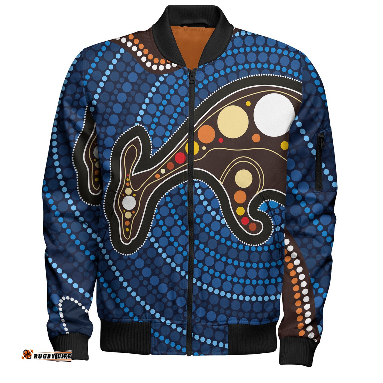 Amazing Aussie Australia Aboriginal Inspired Aboriginal Kangaroo Art Bomber Jacket
