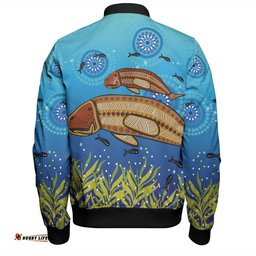Amazing Aussie Australia Aboriginal Mother And Baby Dugong Aboriginal Art Inspired Bomber Jacket