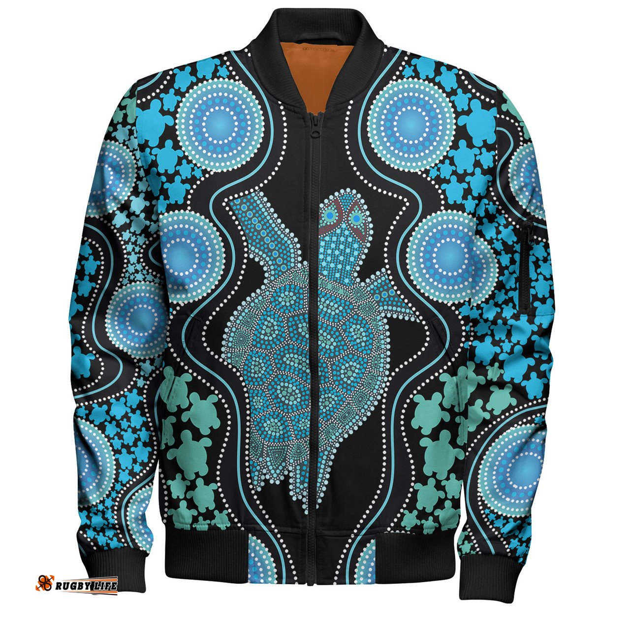 Amazing Aussie Australia Aboriginal Art Color Turtle Inspired Bomber Jacket