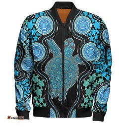Amazing Aussie Australia Aboriginal Art Color Turtle Inspired Bomber Jacket