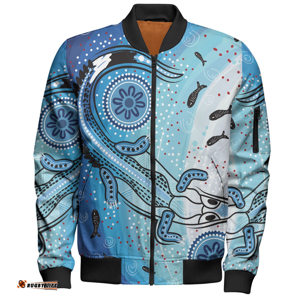 Amazing Aussie Australia Dot Painting Inspired Aboriginal Aboriginal Dot Art With Crocodile Bomber Jacket