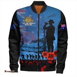 Amazing Aussie Australia Sailing Into History The ANZAC Spirit Bomber Jacket