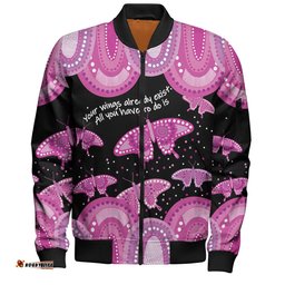 Amazing Aussie Australia Aboriginal Pink Butterflies Art Inspired Bomber Jacket