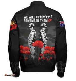 Amazing Aussie Australia Anzac Day Anzac Day Soldier We Will Remember Them Black Bomber Jacket