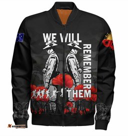 Amazing Aussie Australia Anzac Day Anzac Day Soldier We Will Remember Them Black Bomber Jacket