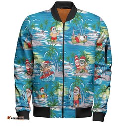Amazing Aussie Australia Surfing Christmas Tropical Santa Surfing Funny Bomber Jacket