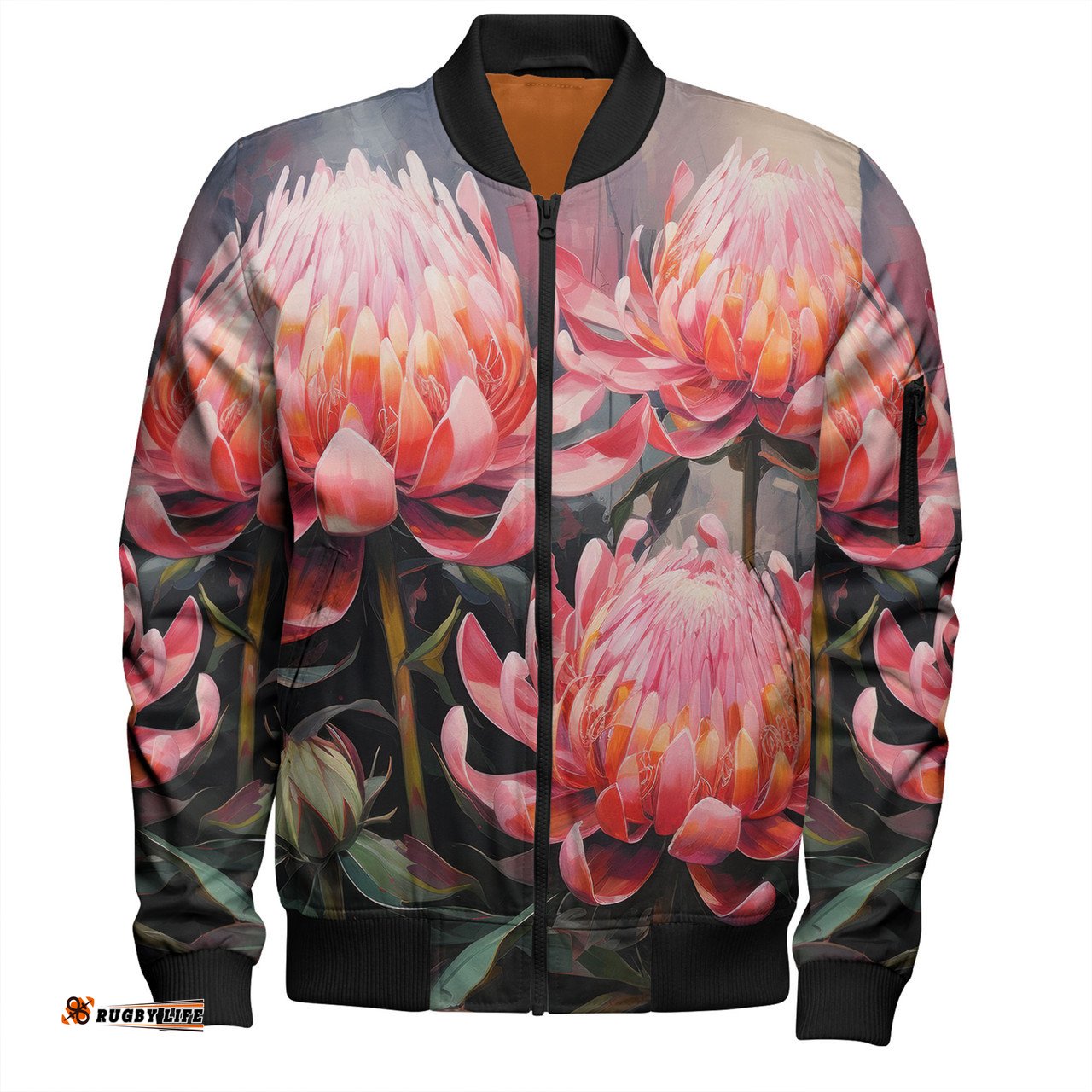 Amazing Aussie Australia Waratah Waratah Oil Painting Abstract Ver3 Bomber Jacket